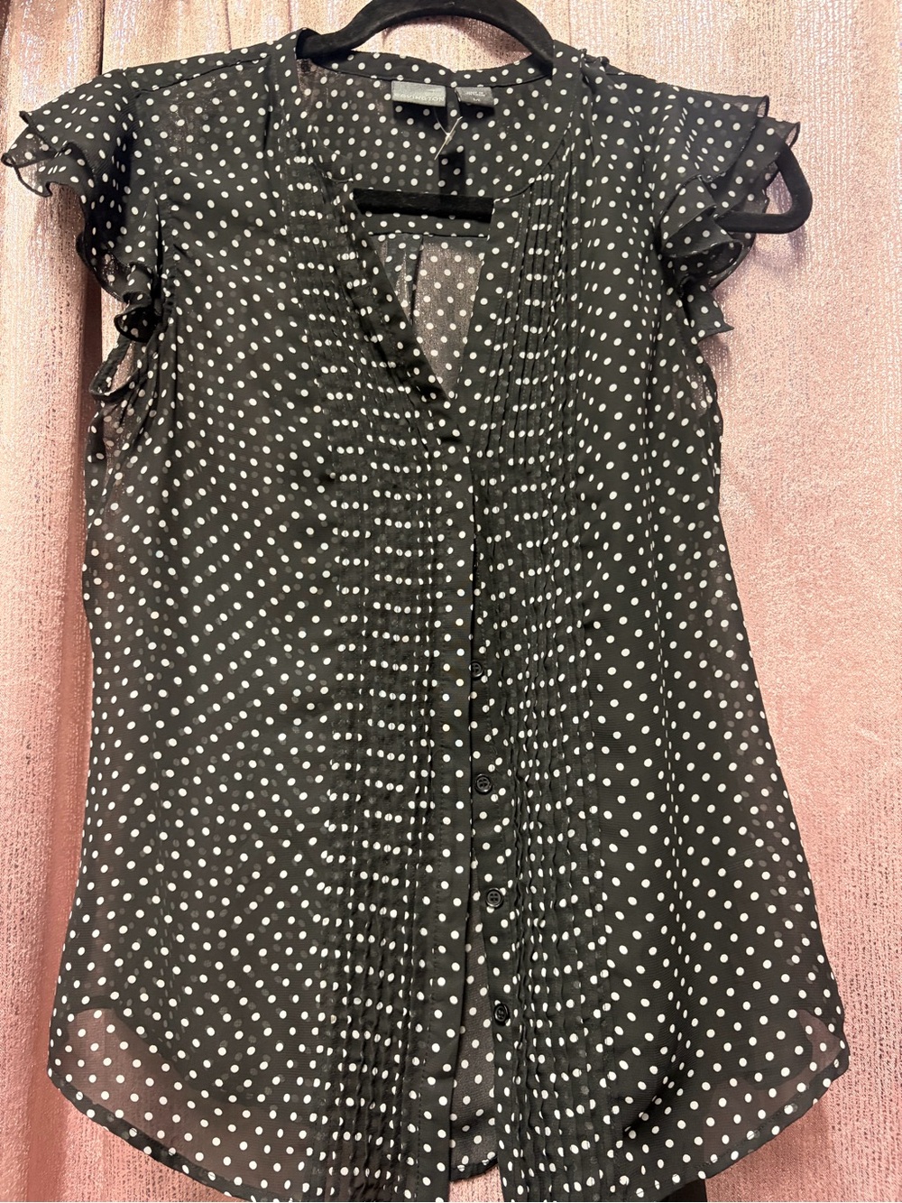 Polka Dot Ruffle Sleeve Blouse - Black/White